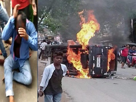 झारखंड में बीफ के शक में वैन को लगाई आग